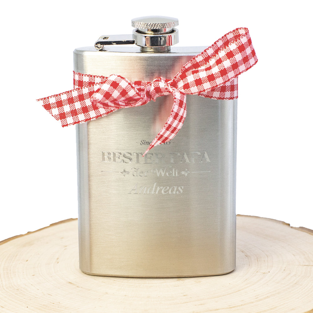 Flachmann "Bester Papa der Welt" | mit Gravur | Edelstahl