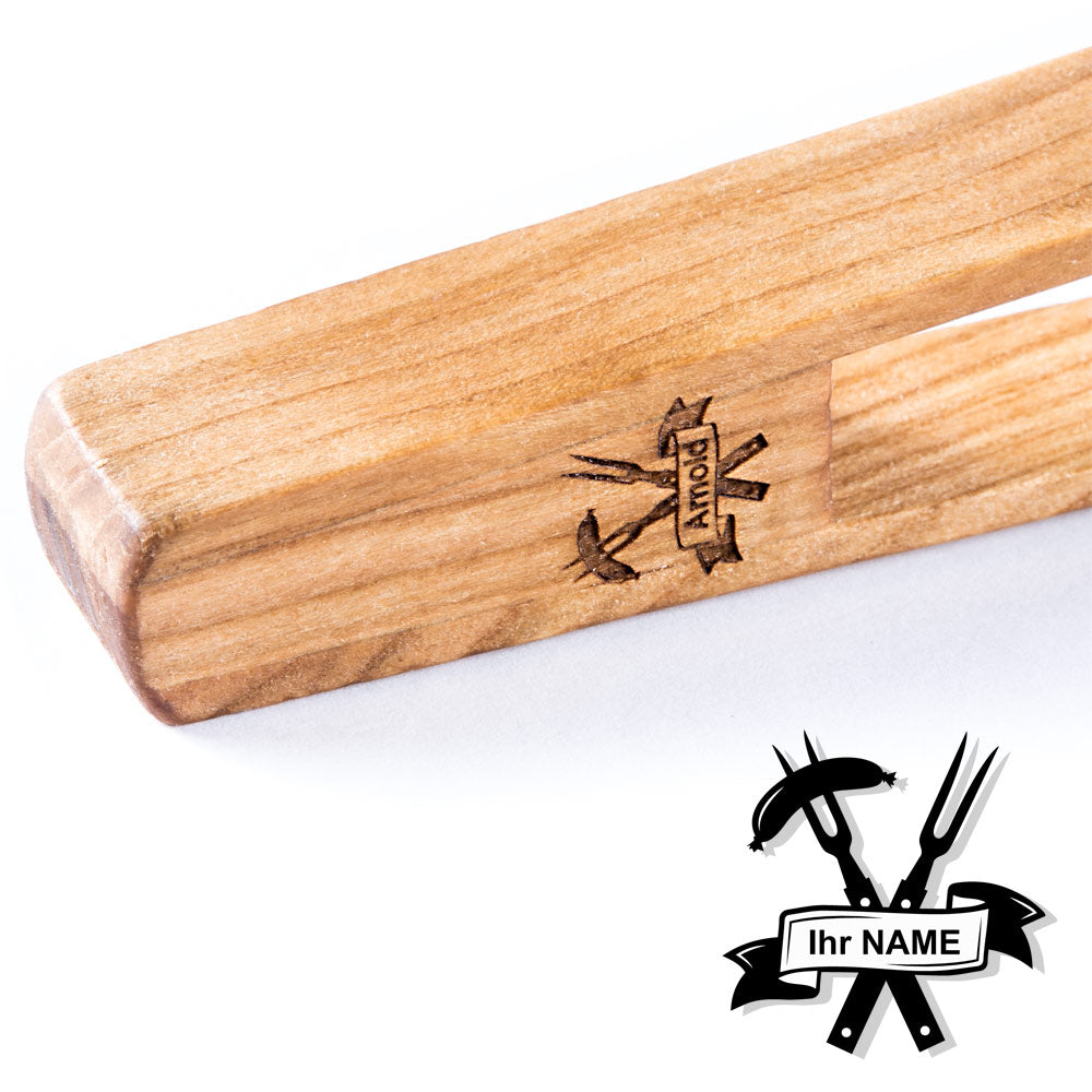 Kirschholz Grillzange mit Gravur | Name oder Spruch
