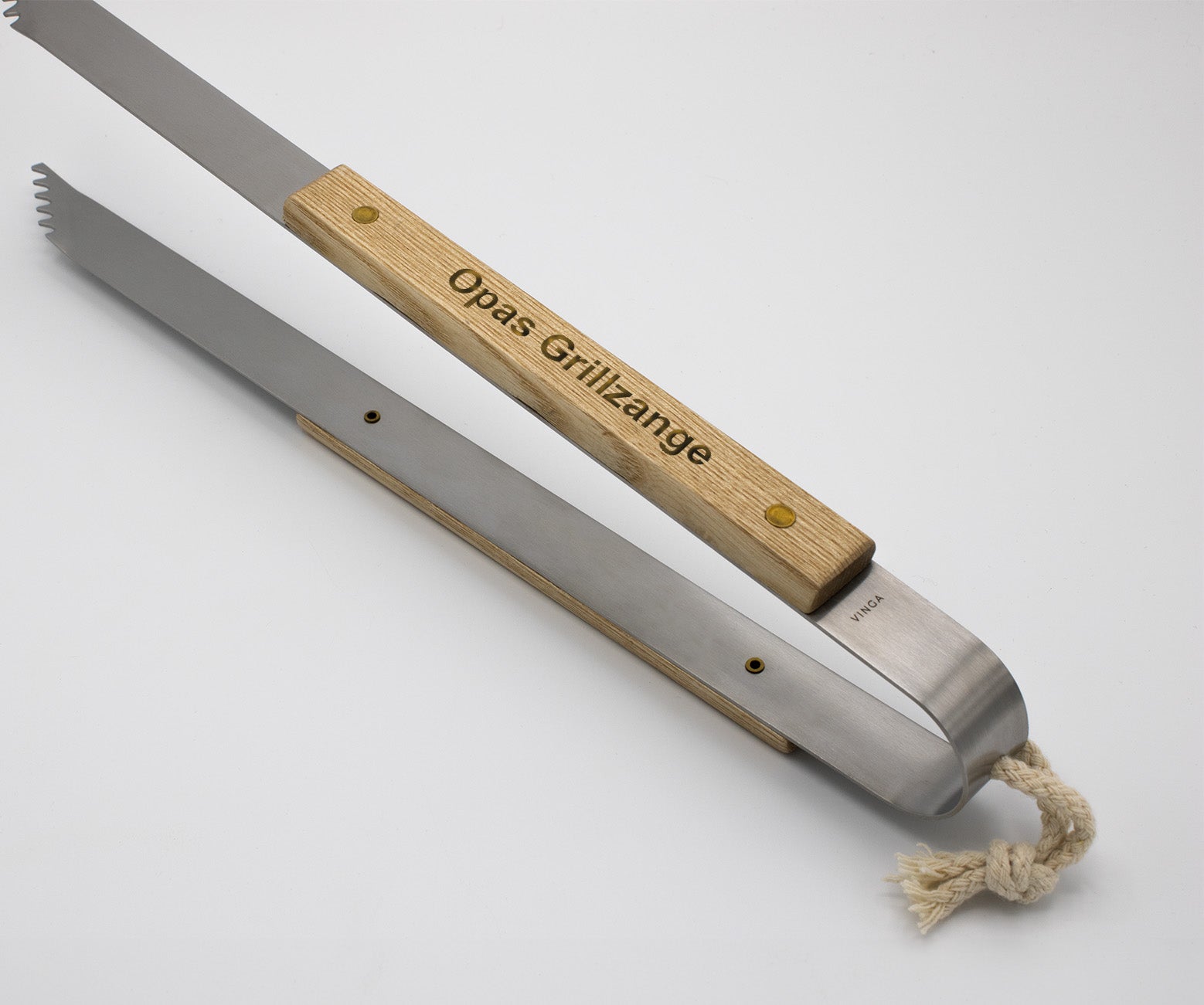 Personalisierte Grillzange mit Gravur | Edle Grillzange mit Holzgriff