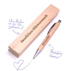Naturholz Kugelschreiber mit Gravur im Holz Etui