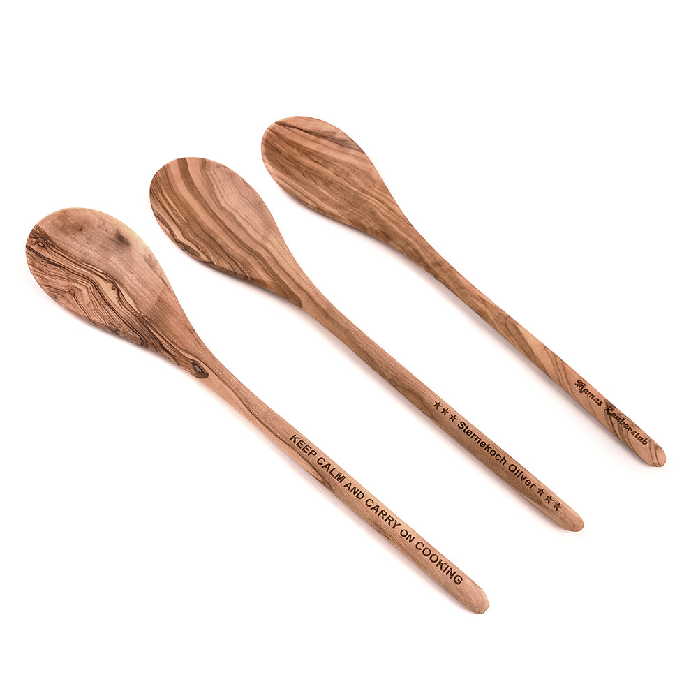 Kochlöffel aus Olivenholz mit Gravur | Edel & Einzigartig