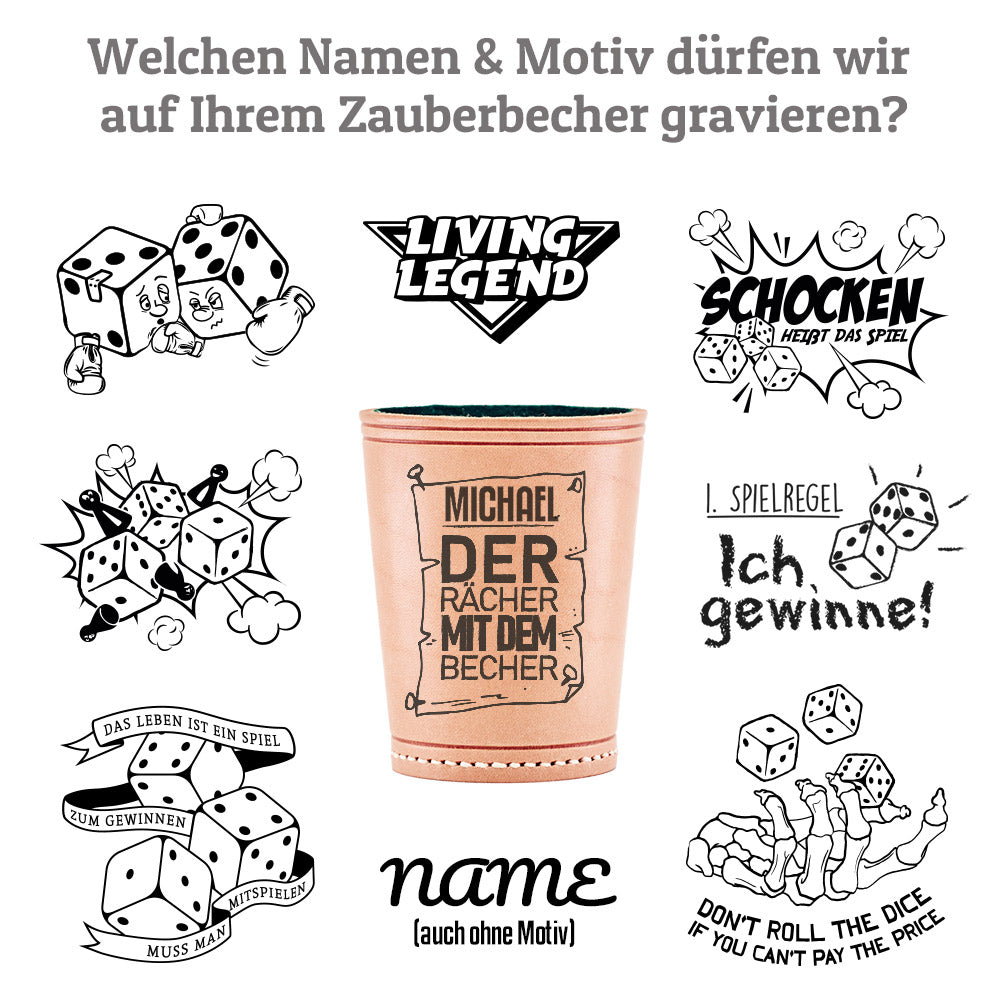 PREMIUM Würfelbecher mit Gravur inkl. 5 Würfel | Made in Germany