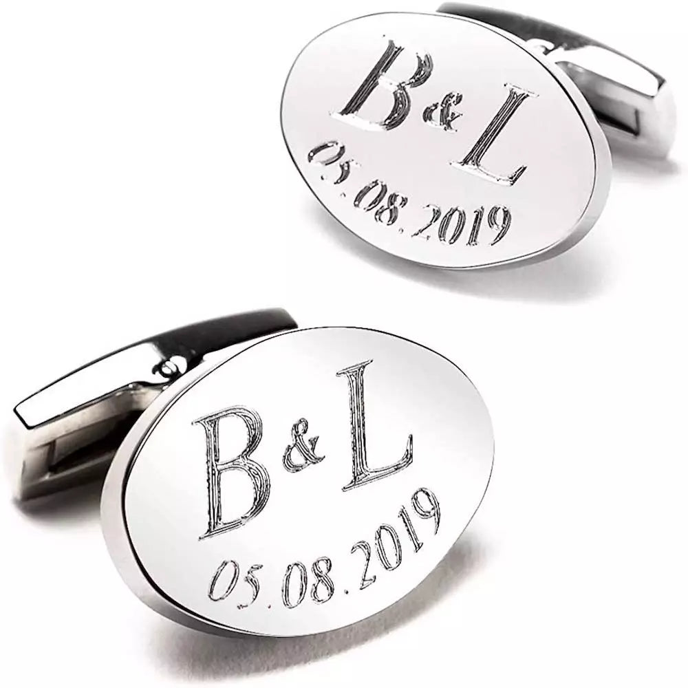 Personalisierte Manschettenknöpfe mit Gravur | OVAL