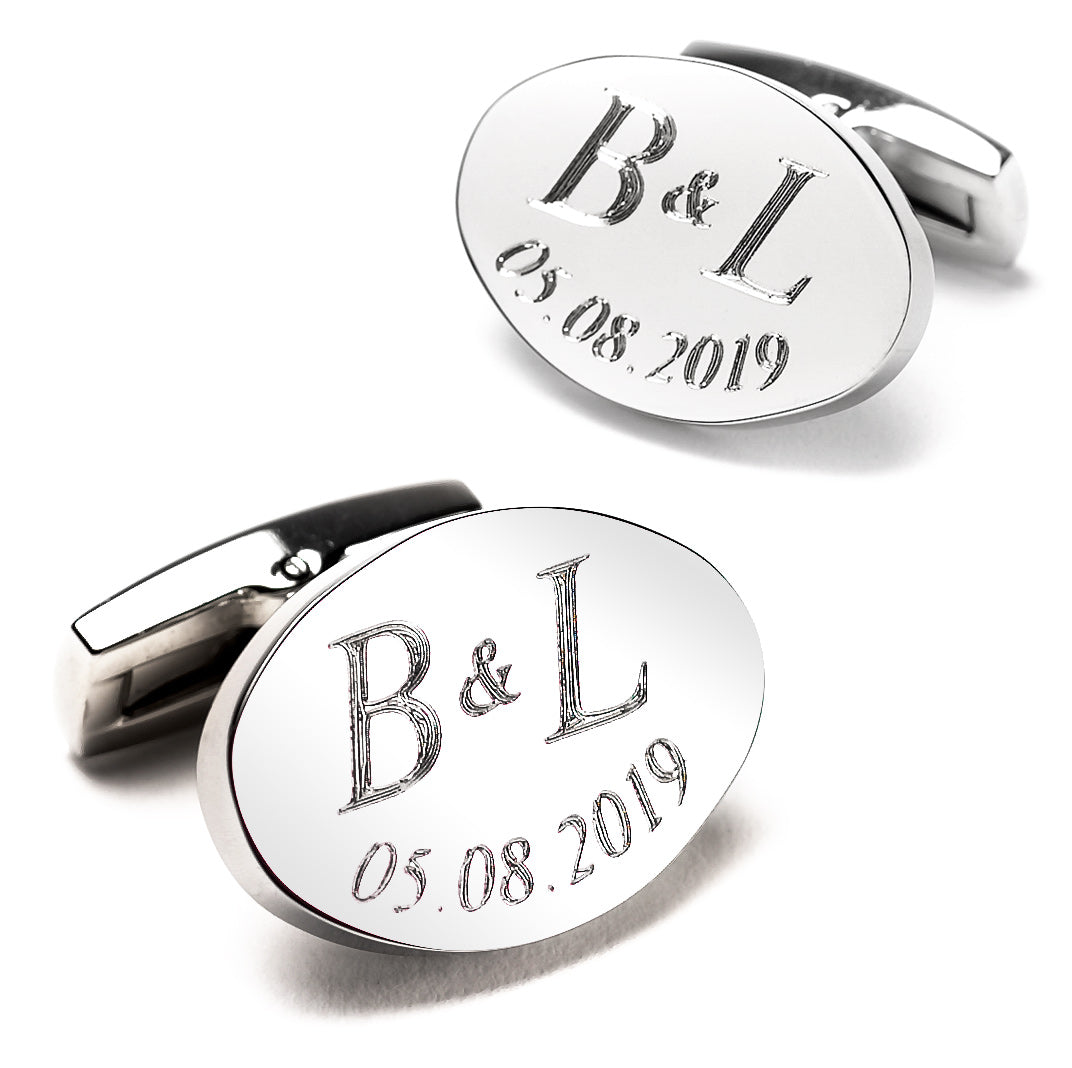 Personalisierte Manschettenknöpfe mit Gravur | OVAL