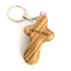 Olivenholz KREUZ mit Gravur | Schlüsselanhänger