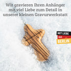 Olivenholz KREUZ mit Gravur | Schlüsselanhänger