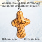 Olivenholz KREUZ mit Gravur | Schlüsselanhänger