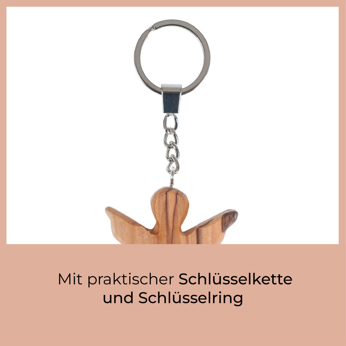Olivenholz ENGEL mit Gravur | Schutzengel Schlüsselanhänger