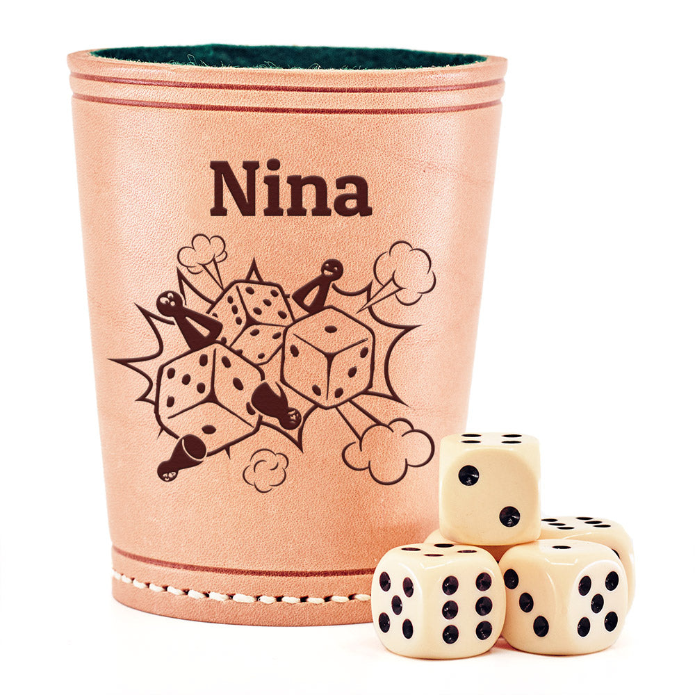 PREMIUM Würfelbecher mit Gravur inkl. 5 Würfel | Made in Germany