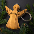 Olivenholz ENGEL mit Gravur | Schutzengel Schlüsselanhänger