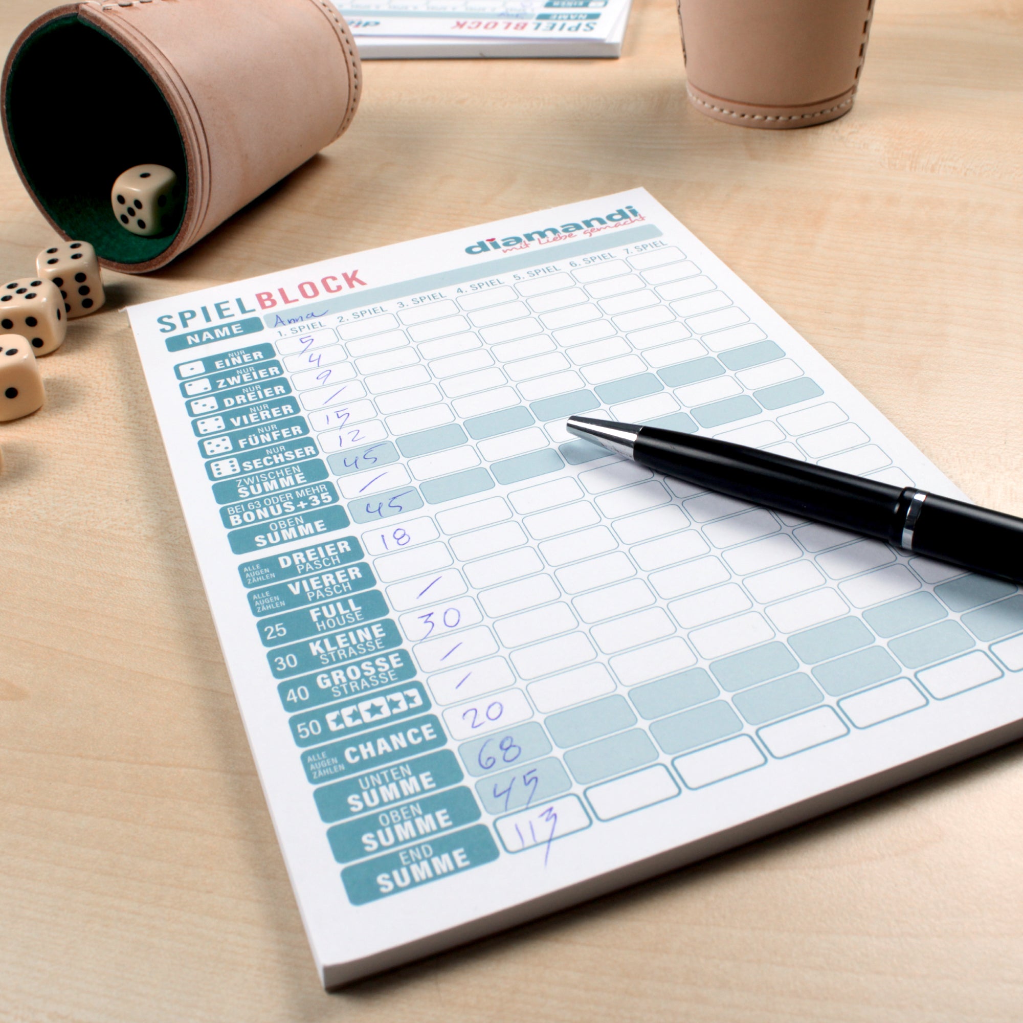 1x Spielblock (1x 50 Blatt - 350 Spiele)