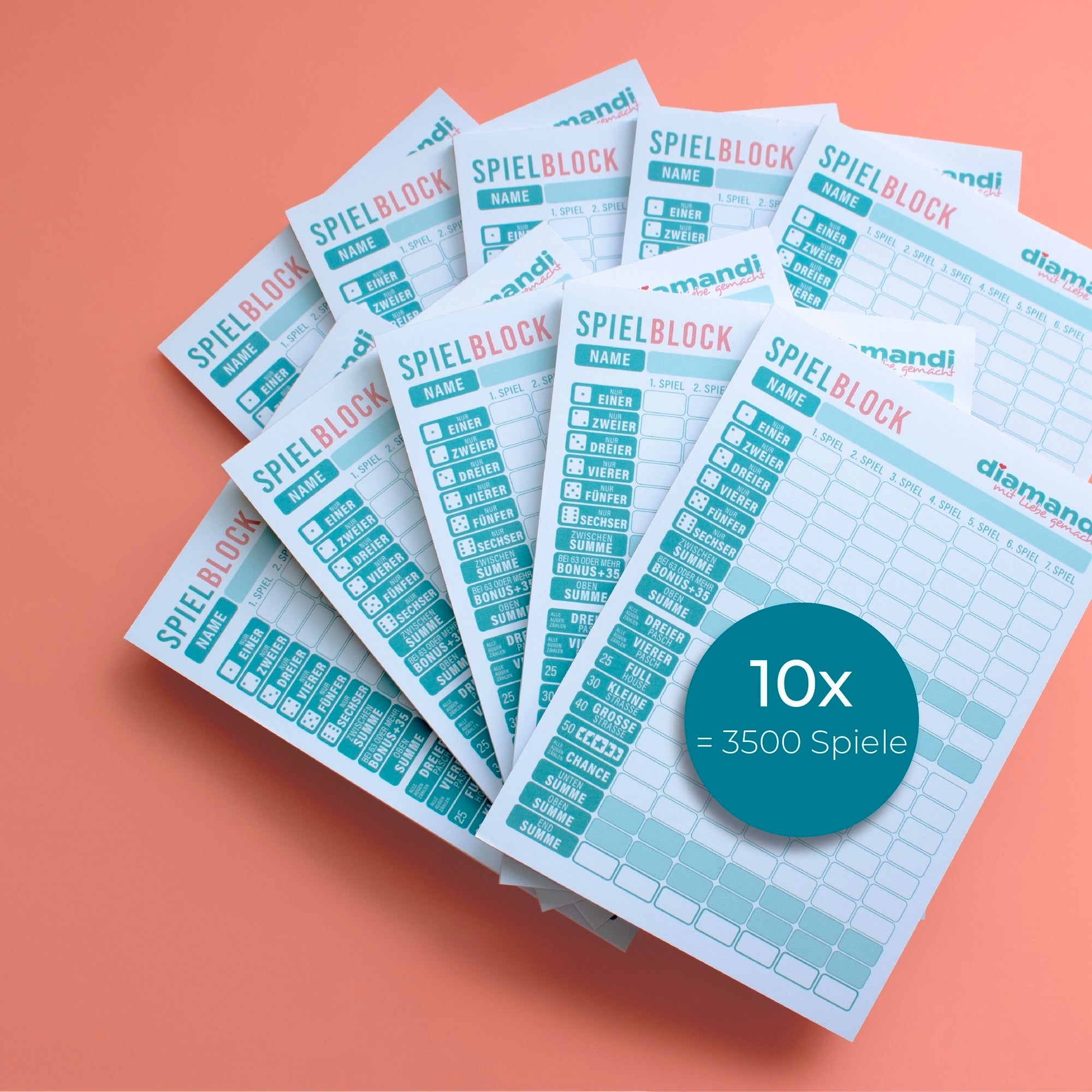 10x Spielblock (10x 50 Blatt - 3.500 Spiele)
