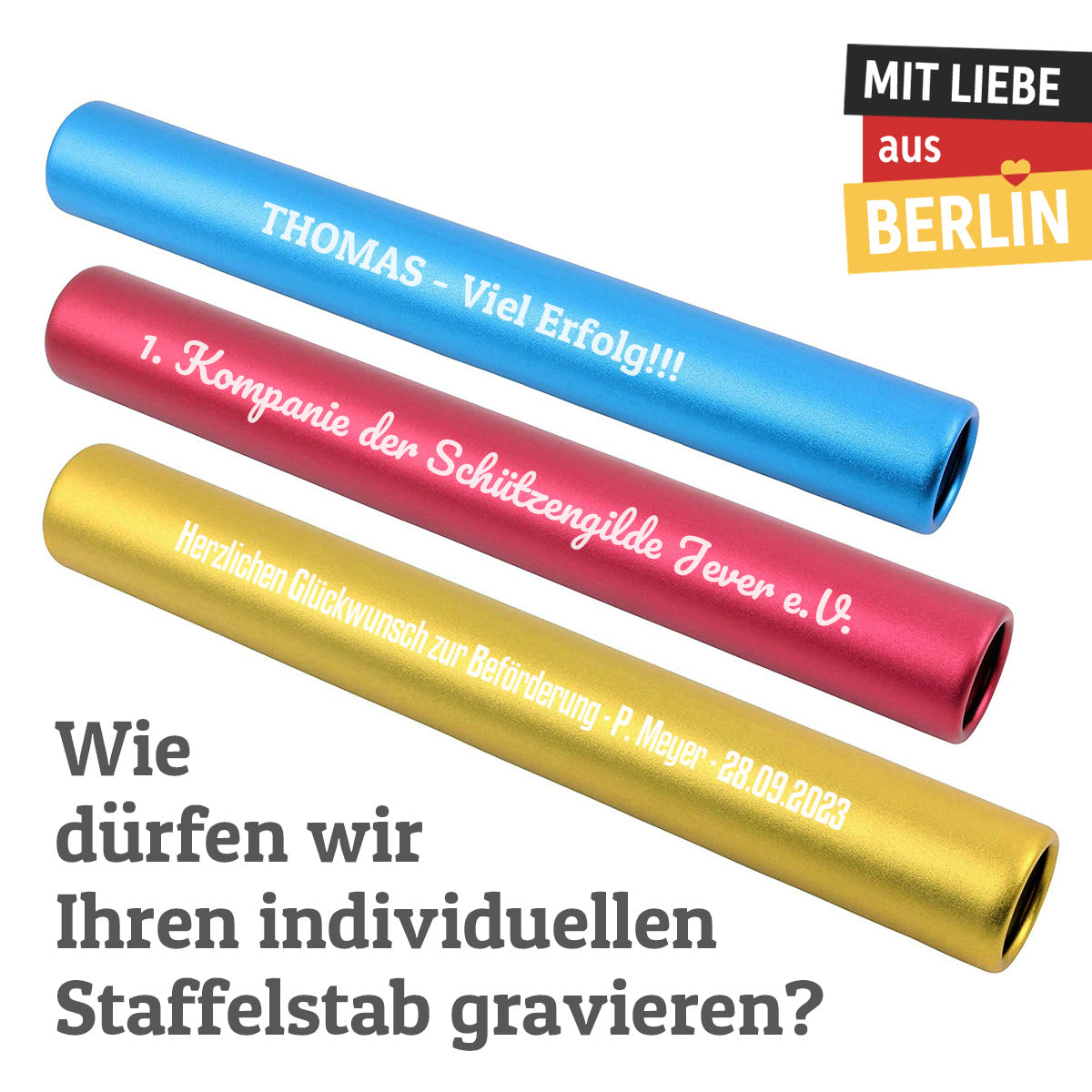 Staffelstab mit Gravur | inklusive eigenem Logo