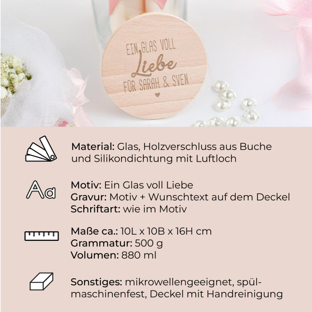 Vorratsglas mit Holzdeckelgravur - perfekt für die Küche