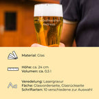 Weizenbierglas mit Wunschmotiv / Name graviert