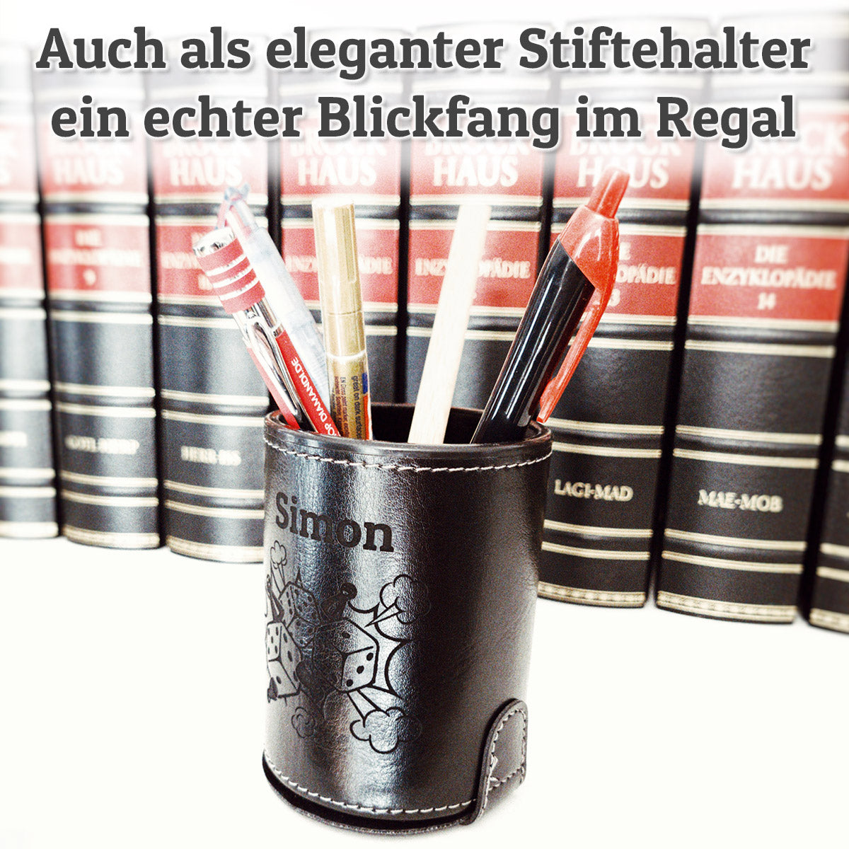Schwarzer Würfelbecher To Go Set | Personalisiert mit Motiv & Name | Inkl. 5 Würfel